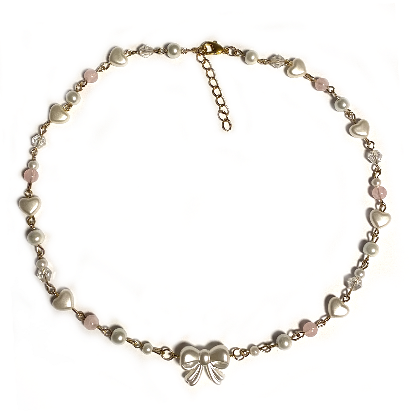 Beaded Necklace with Bow Charm