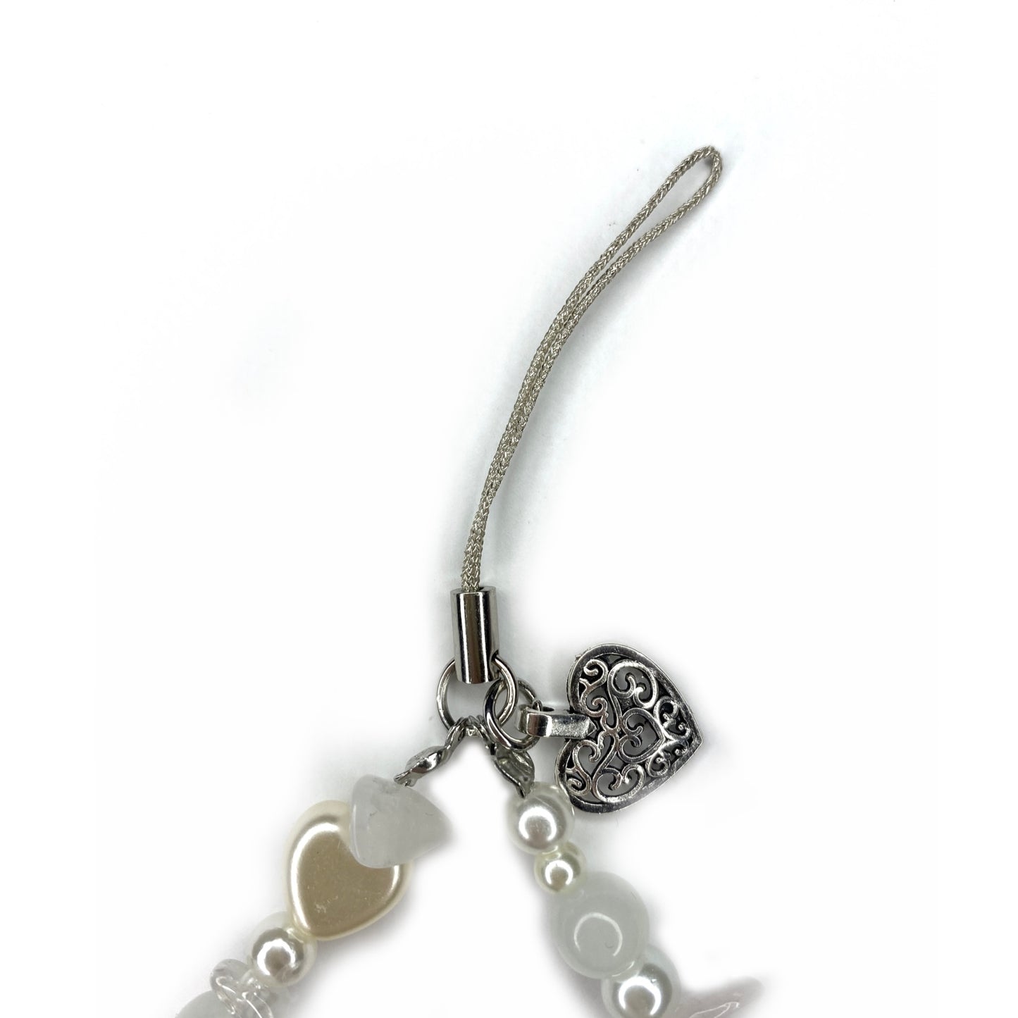 Phone Cord with Quartz and Pearls