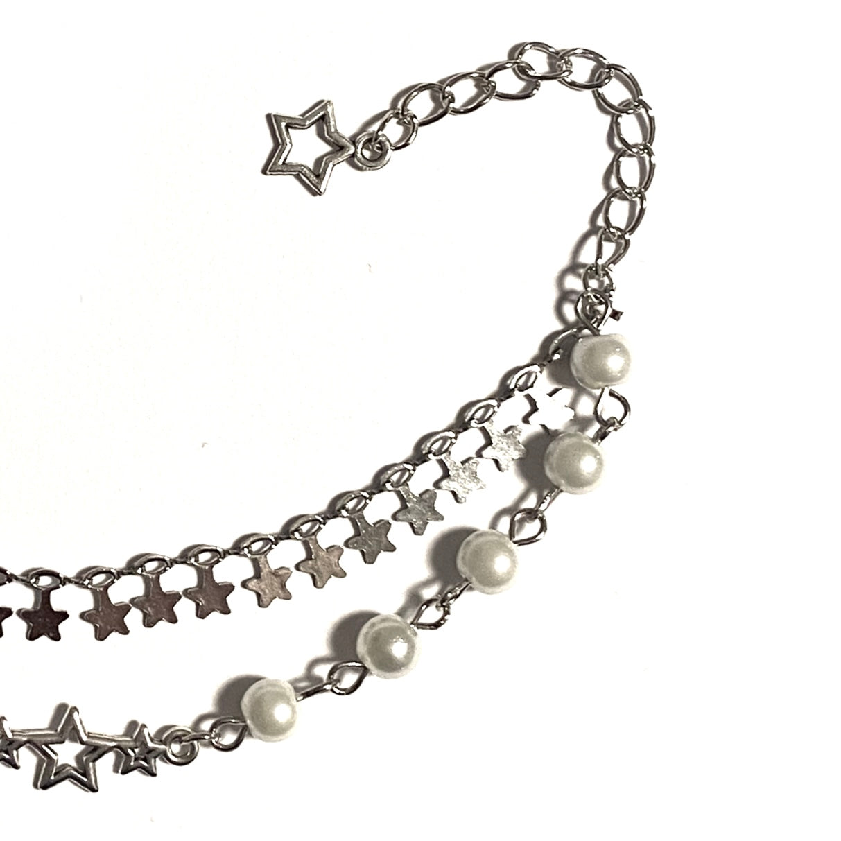 Double Layerd Bracelet with Stars and Pearls