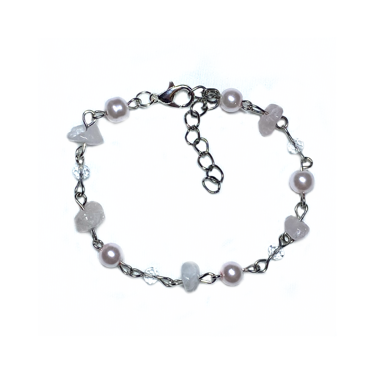 Bracelet With Rosequarts and Pink pearls