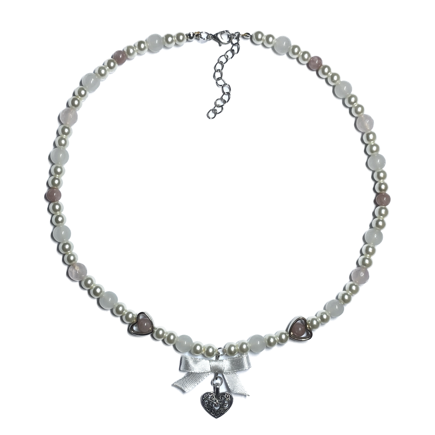 Necklace with Pearls, Gemstones and a Bow