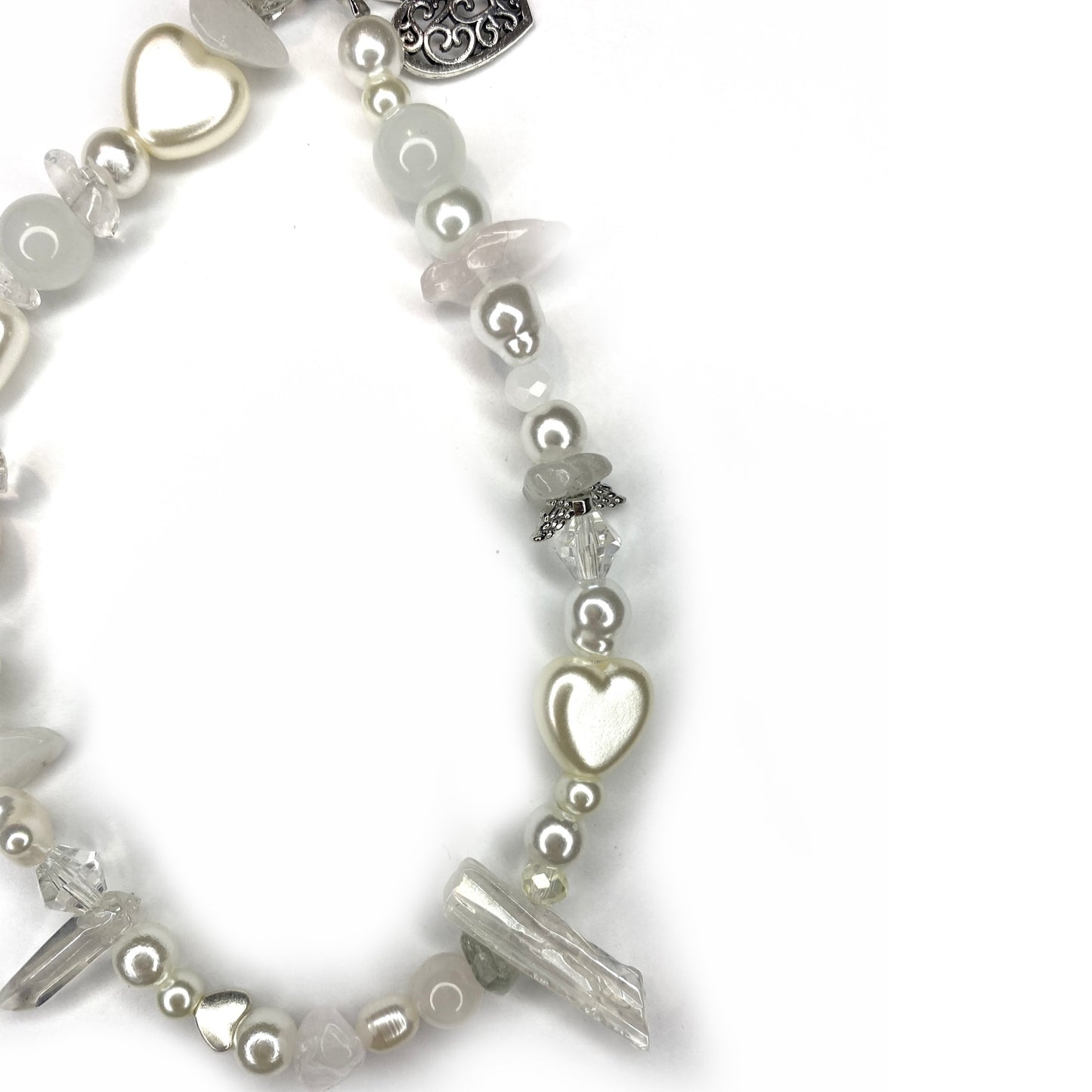 Phone Cord with Quartz and Pearls