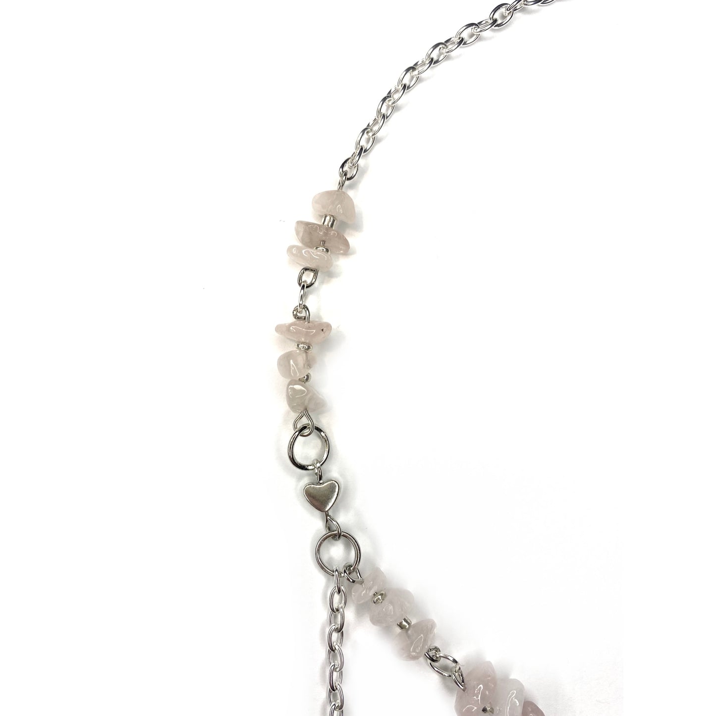 Necklace with Rose Quartz and Heart Charm