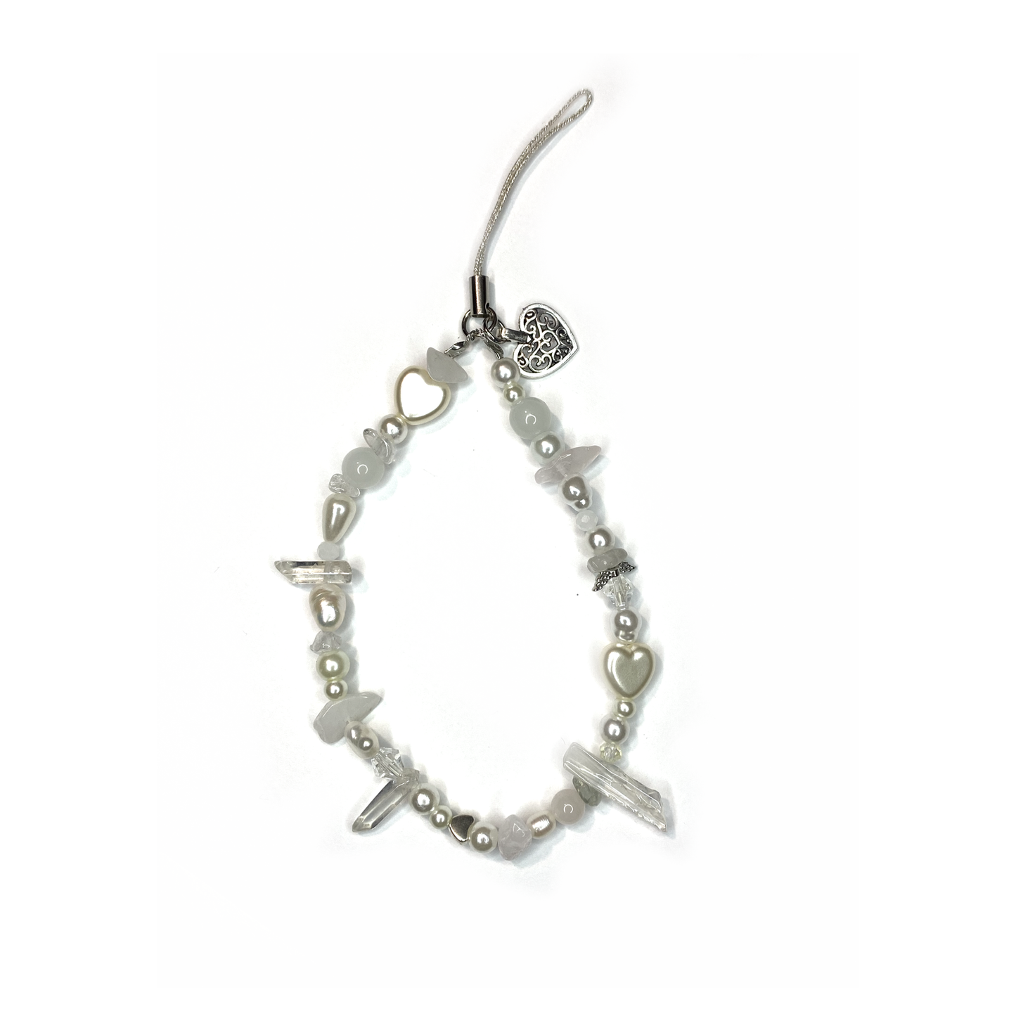 Phone Cord with Quartz and Pearls