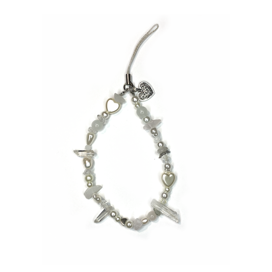 Phone Cord with Quartz and Pearls