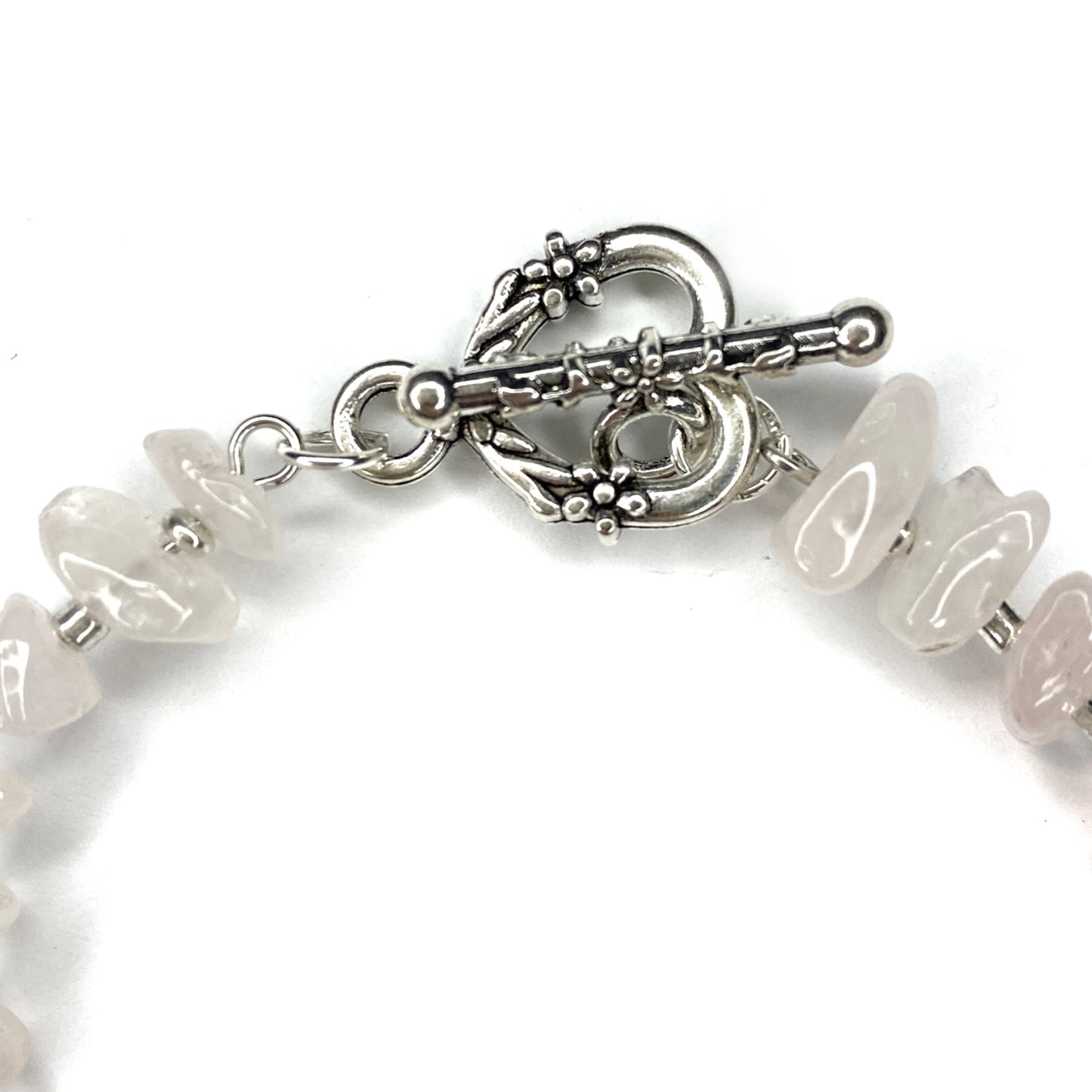 Bracelet with Rose Quartz and Heart Charm