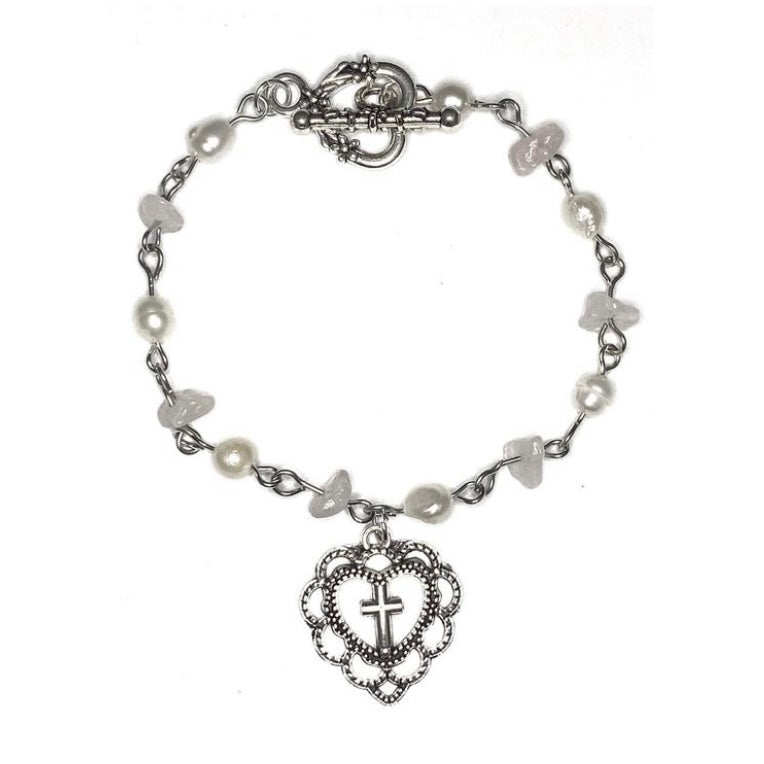 Bracelet with Pearls and Rosequarts