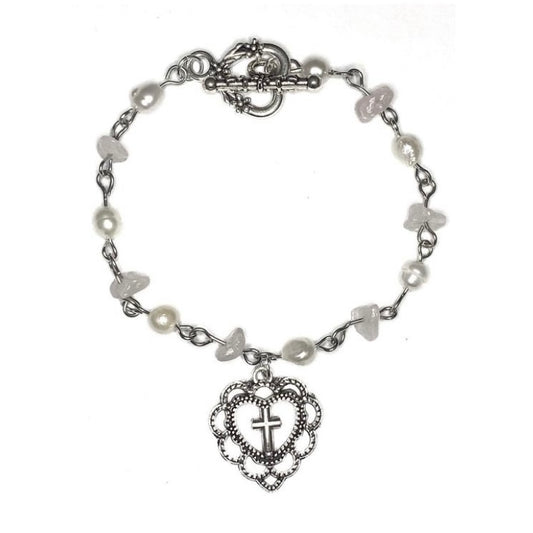 Bracelet with Pearls and Rosequarts