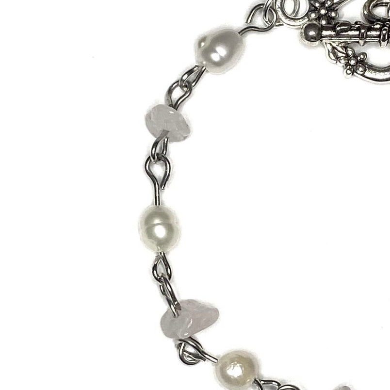 Bracelet with Pearls and Rosequarts