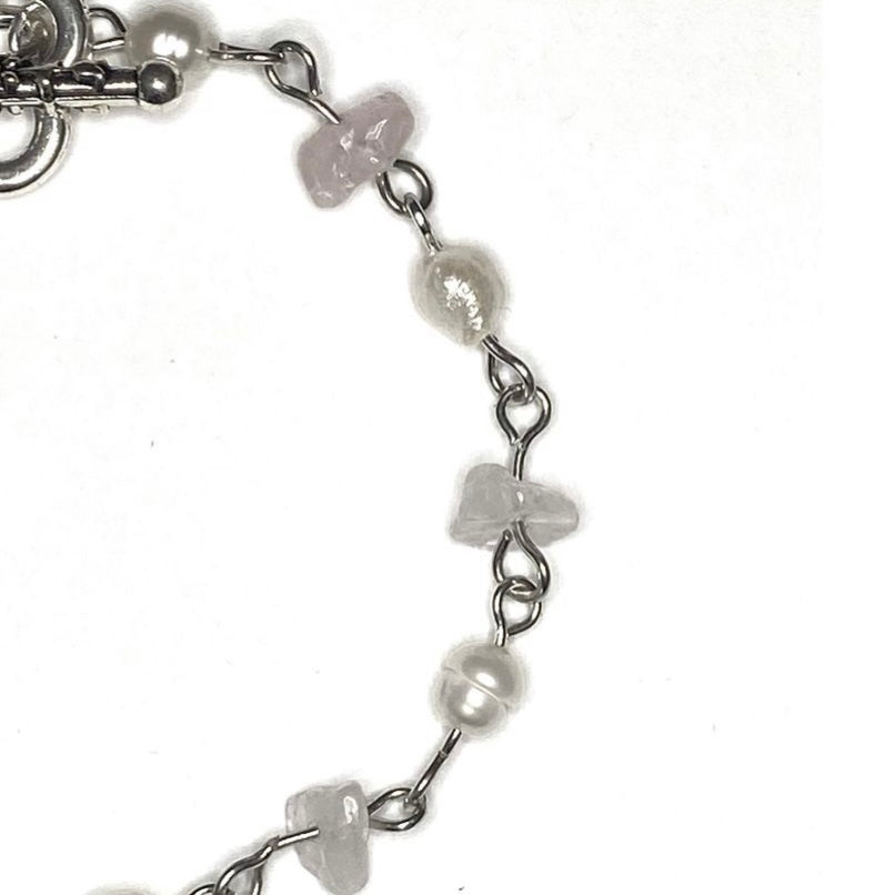 Bracelet with Pearls and Rosequarts