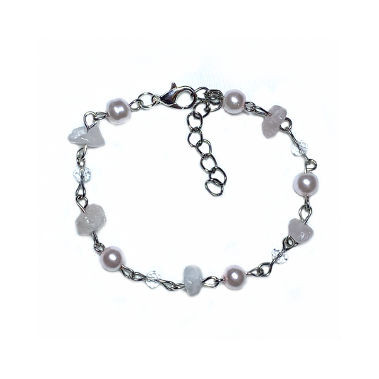 Bracelet With Rosequarts and Pink pearls