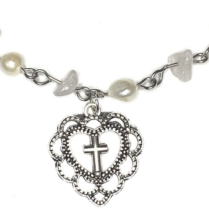 Bracelet with Pearls and Rosequarts