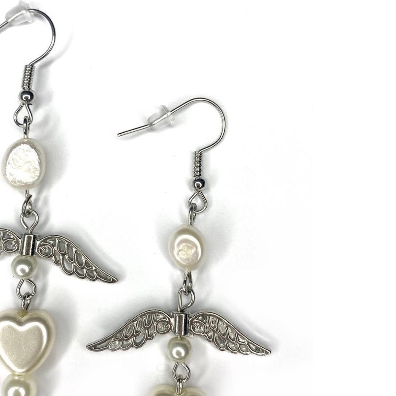 Earrings with Wings, Pearls and Fairy’s