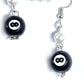 Earrings with an 8 Ball and Pearls