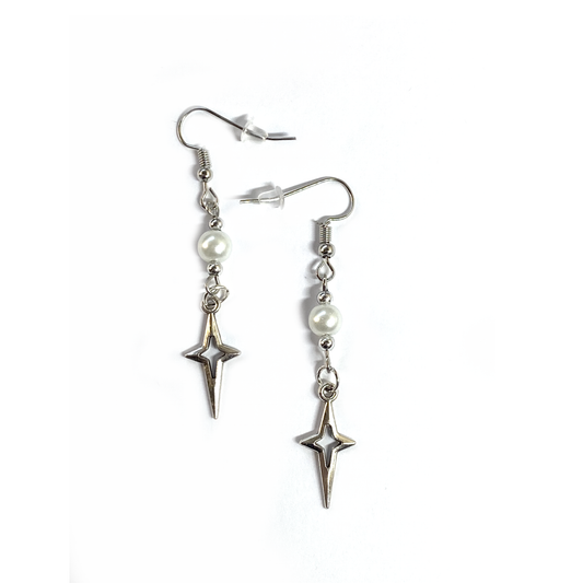 Earrings with Stars and Pearls