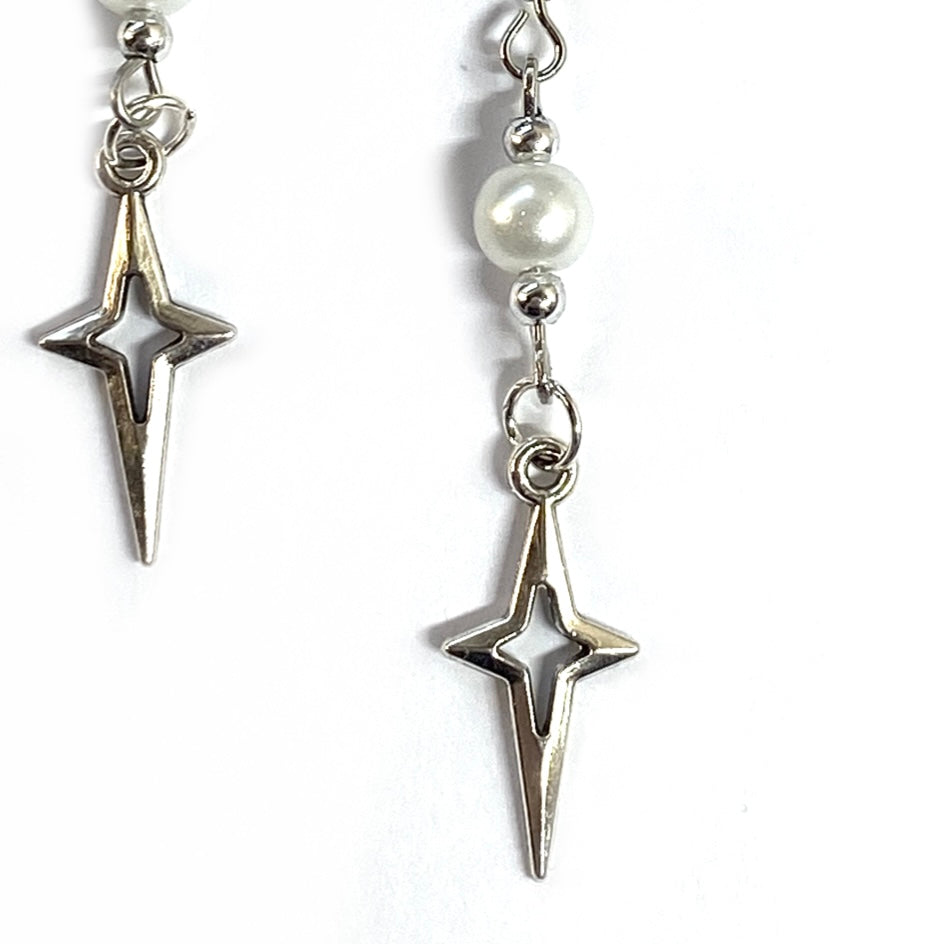 Earrings with Stars and Pearls