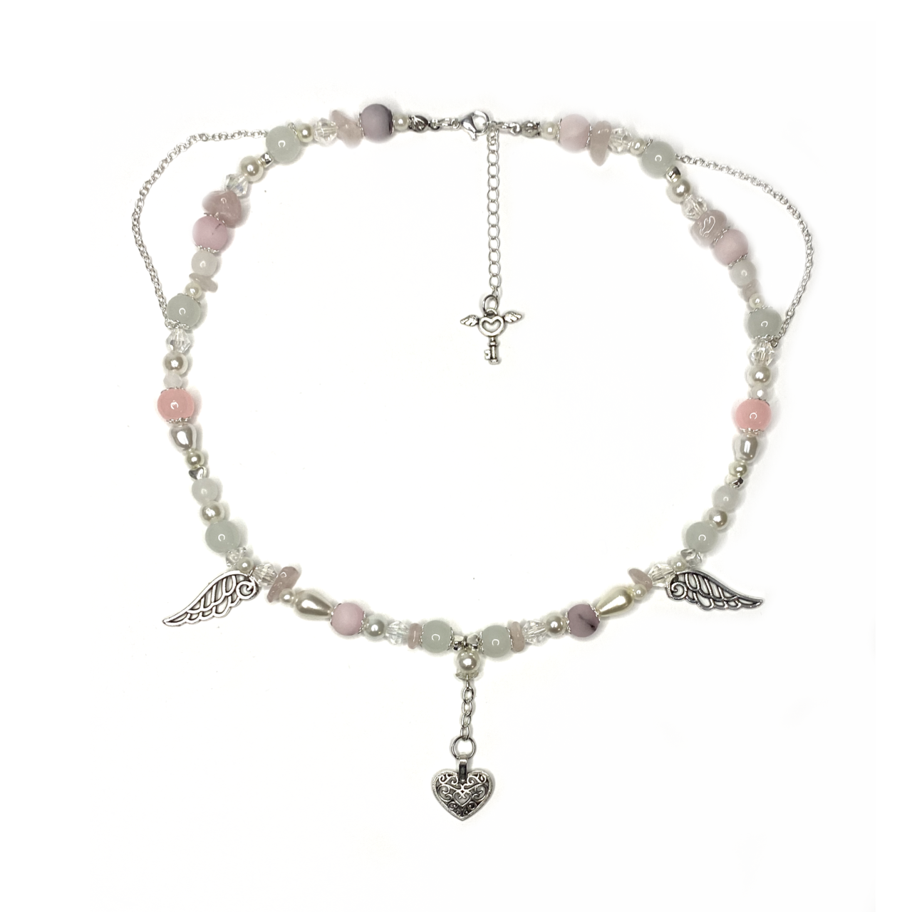 Necklace with Wings, Gemstones and Beads