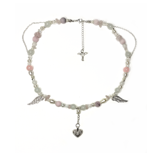 Necklace with Wings, Gemstones and Beads