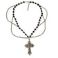 Necklace with black beads and cross