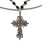 Necklace with black beads and cross