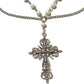 Necklace with White Pearls and a Silver Cross