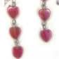 Earrings with red hearts and a chrome cross charm