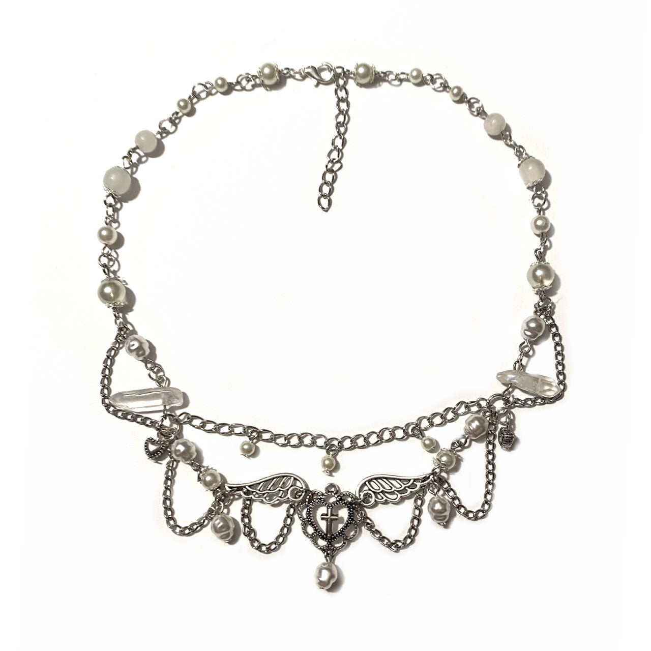 Necklace with Angel Wings and Gemstones