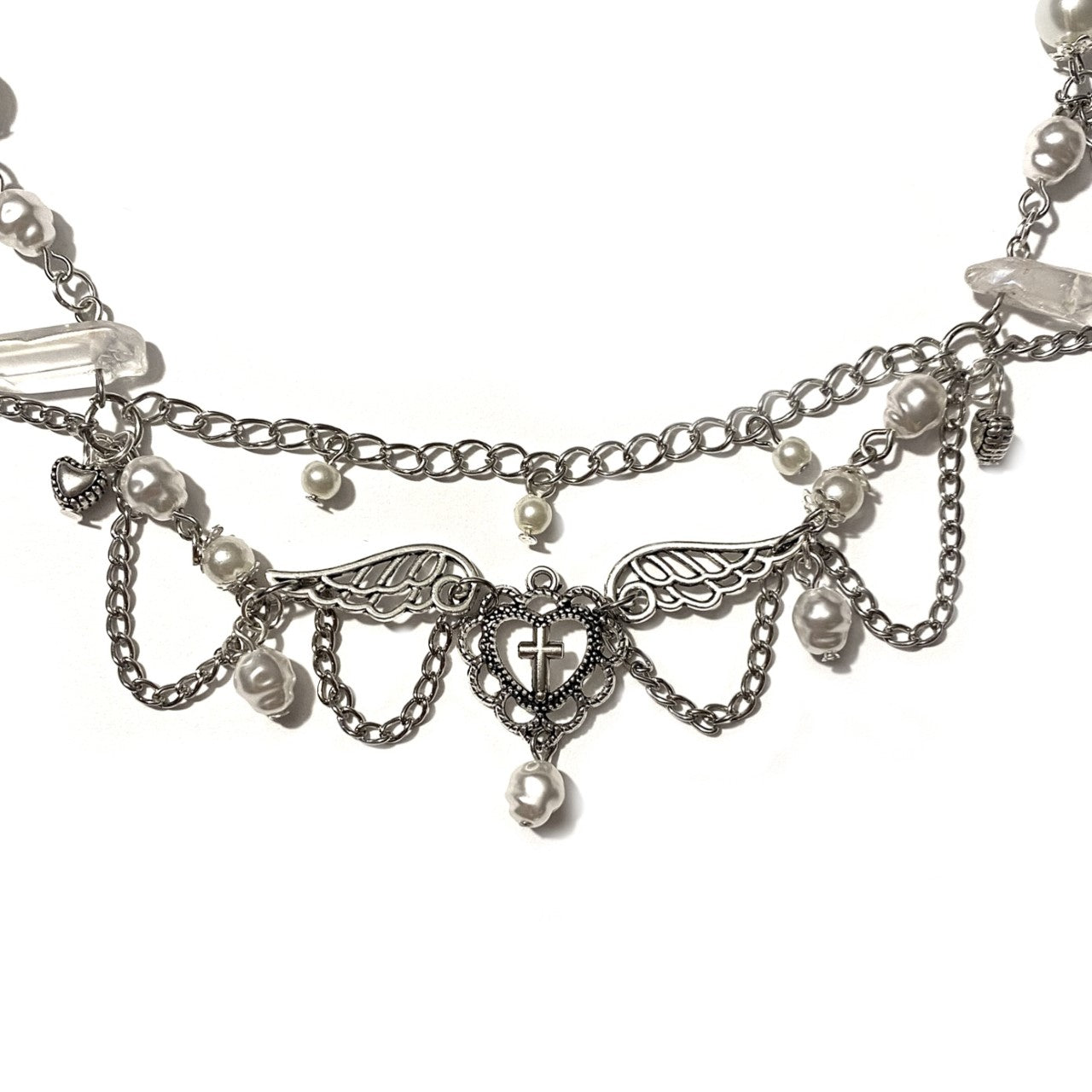 Necklace with Angel Wings and Gemstones