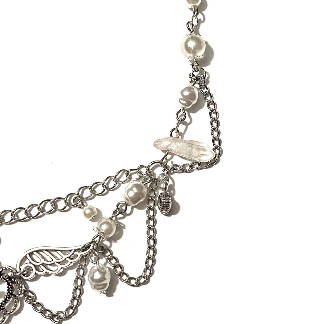 Necklace with Angel Wings and Gemstones