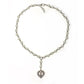 Necklace with Pearls and a Heart Charm with a Cross